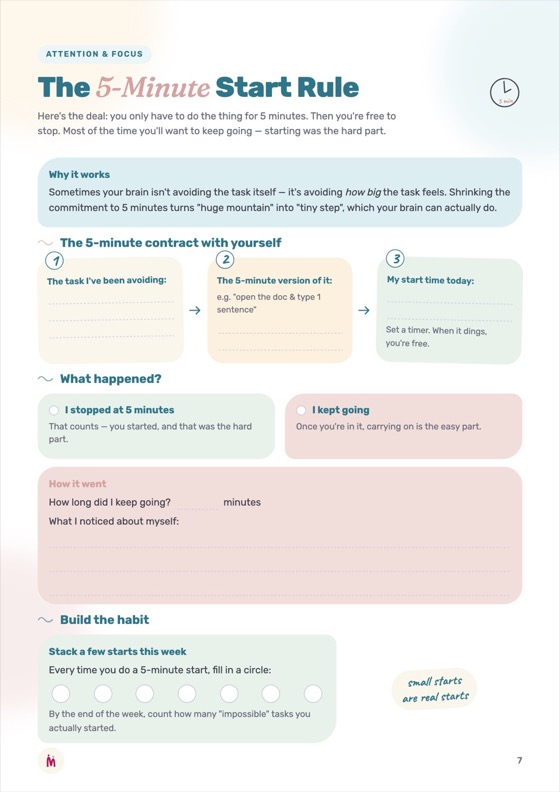 Worksheet: The 5-Minute Start Rule