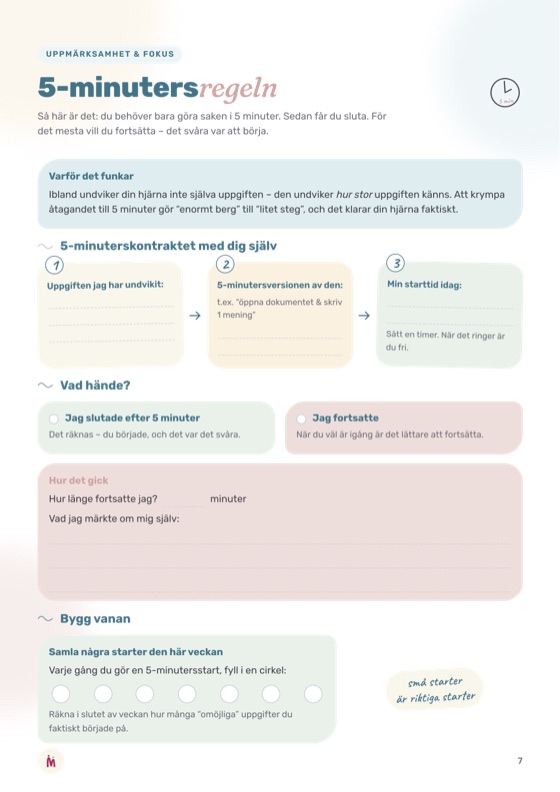 Arbetsblad: 5-minutersregeln