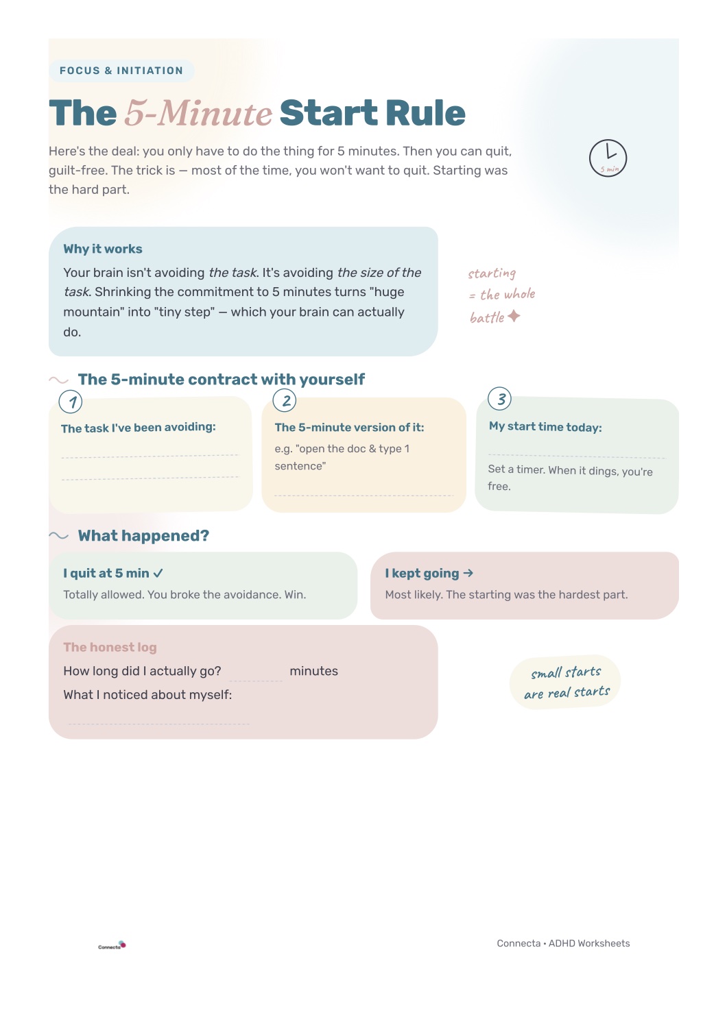 5-Minute Start worksheet preview