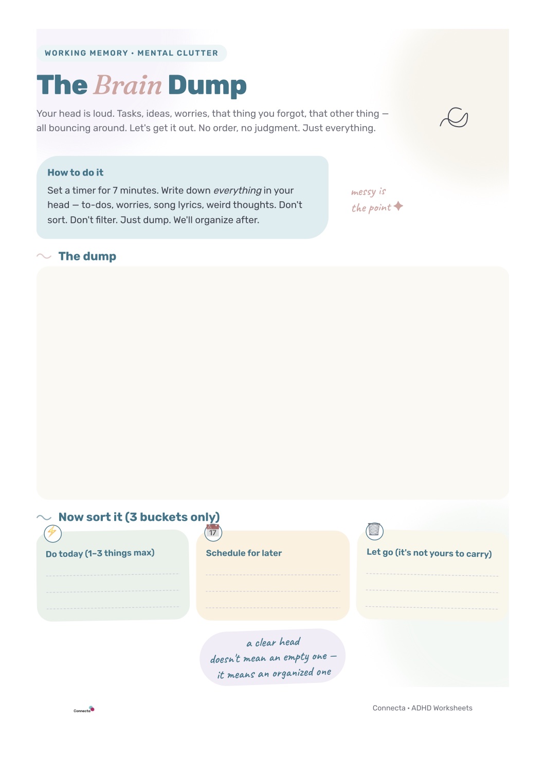 Brain Dump worksheet preview