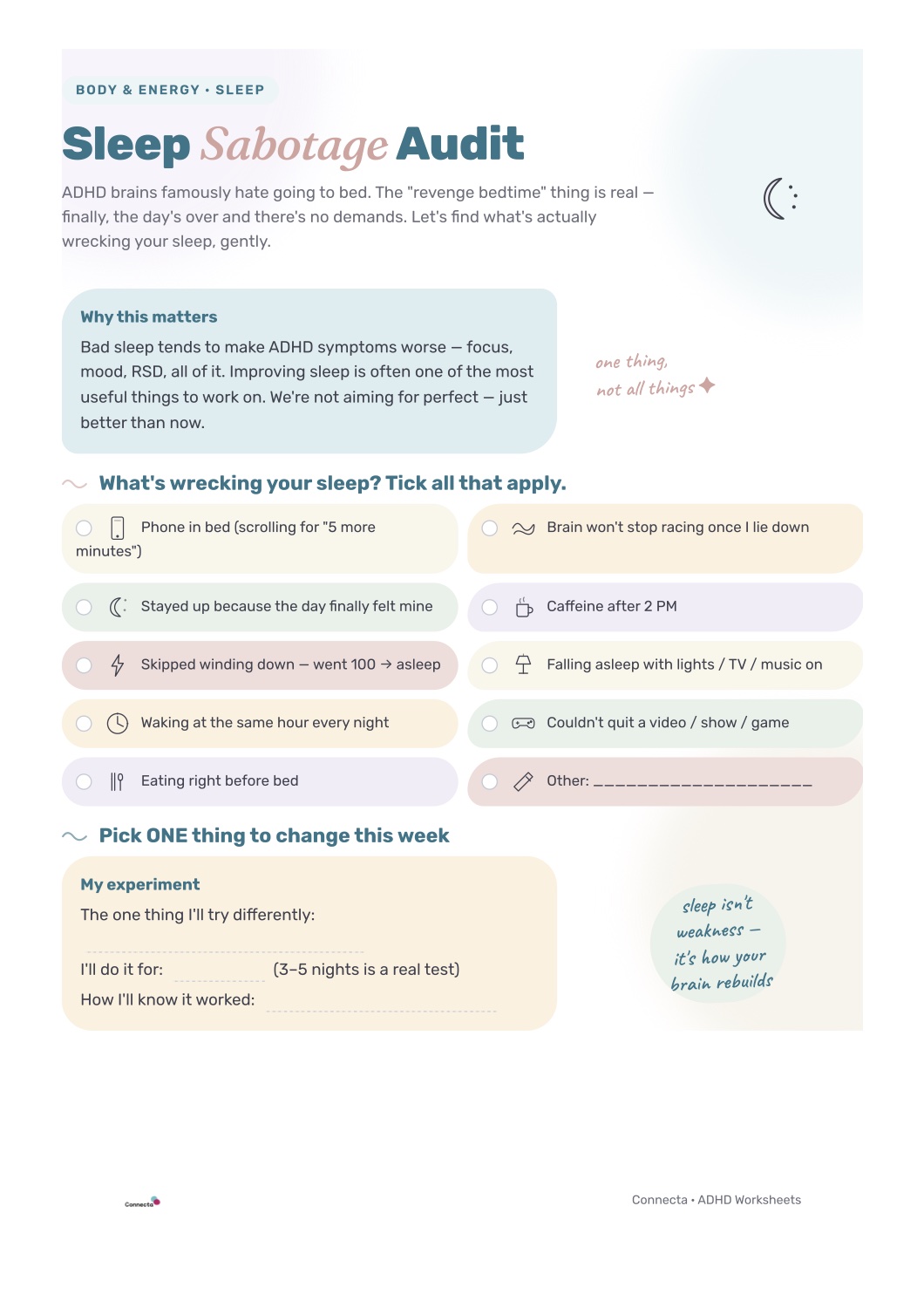 Sleep Sabotage worksheet preview