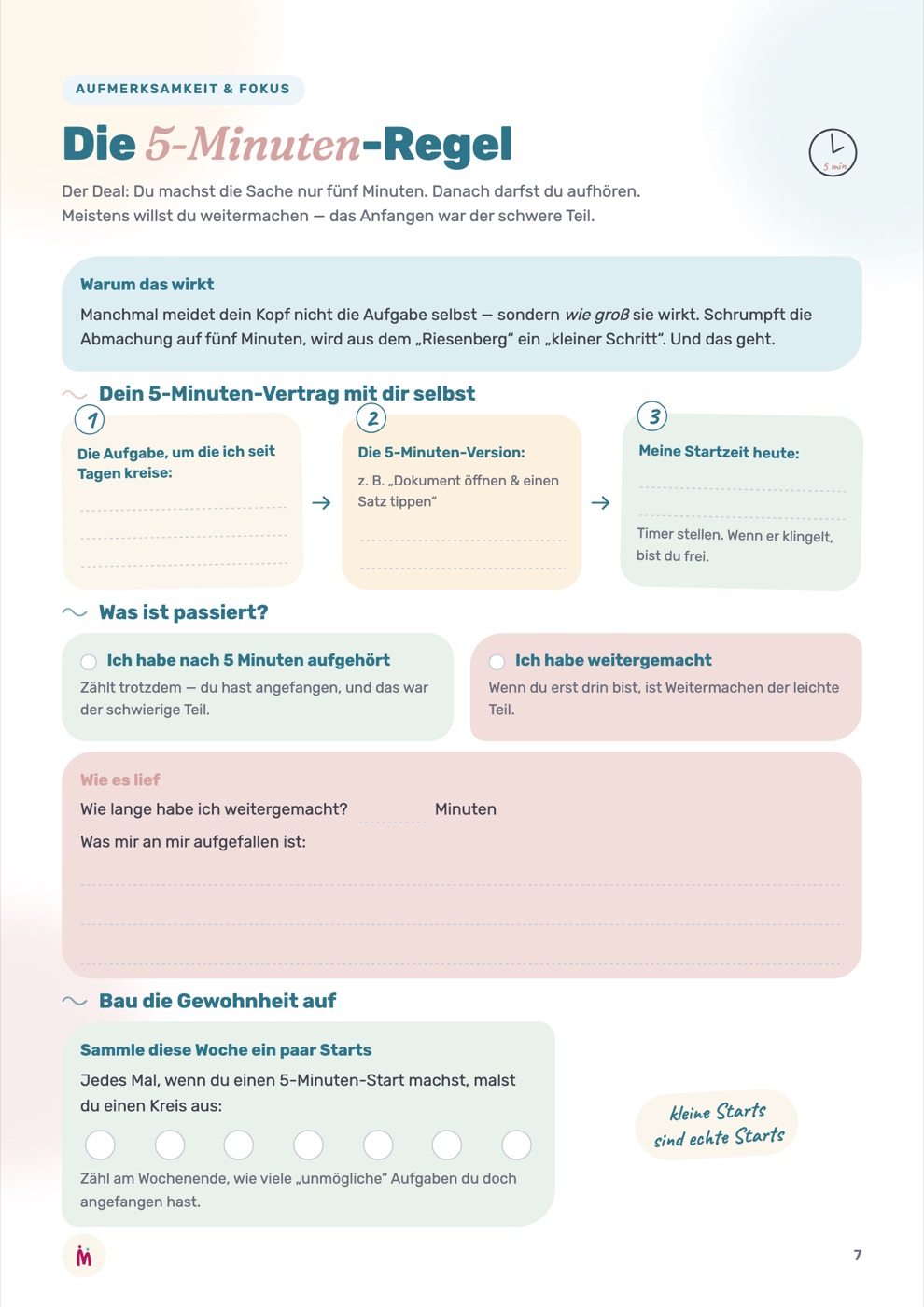 Arbeitsblatt: Die 5-Minuten-Regel