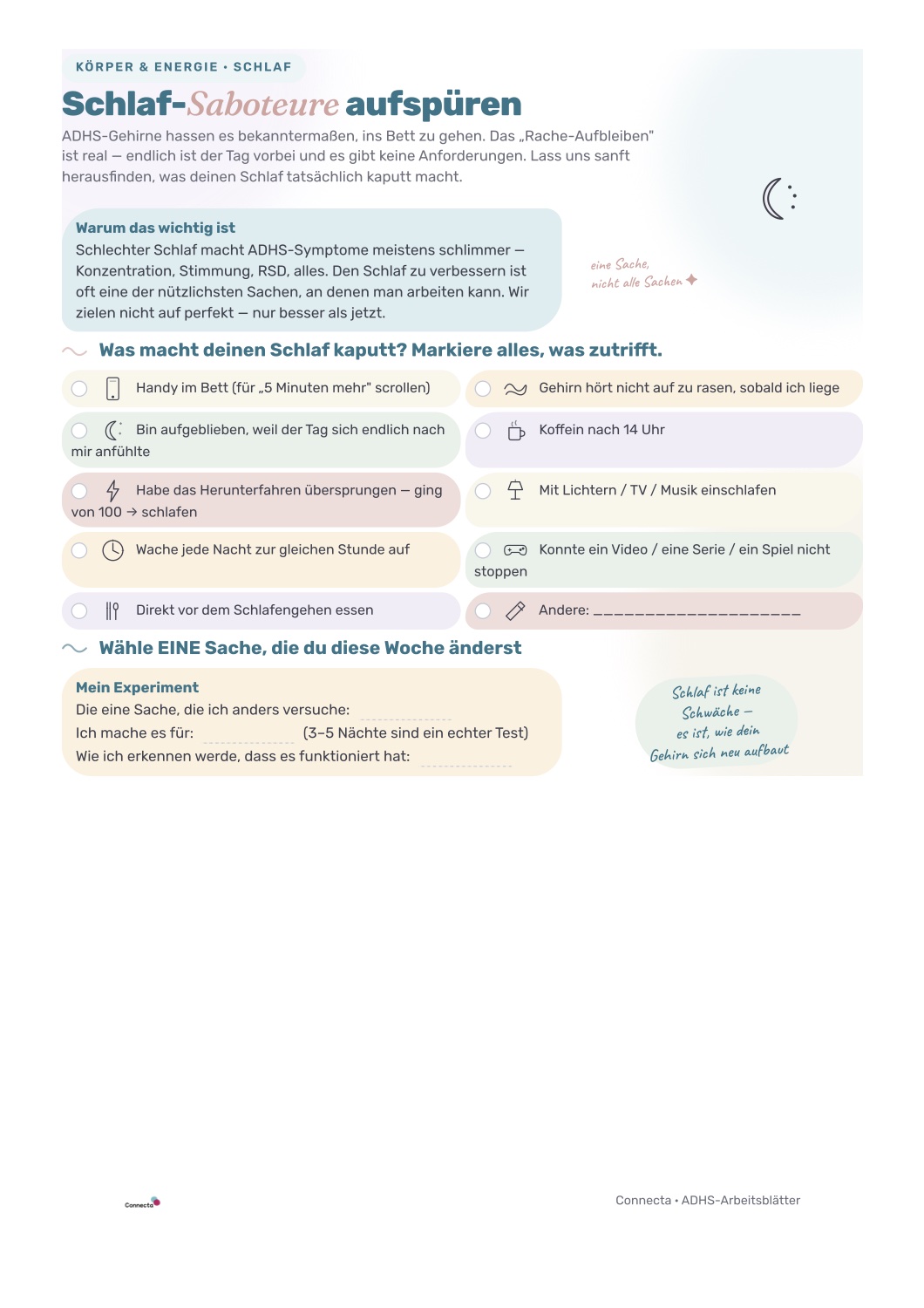 Vorschau: Schlaf-Saboteure Arbeitsblatt